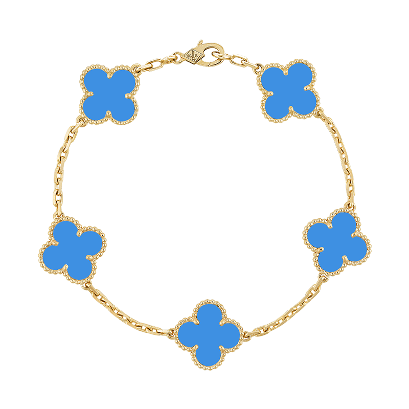 Van Cleef & Arpels Vintage Alhambra Five Motifs Agate Clover Bracelet
